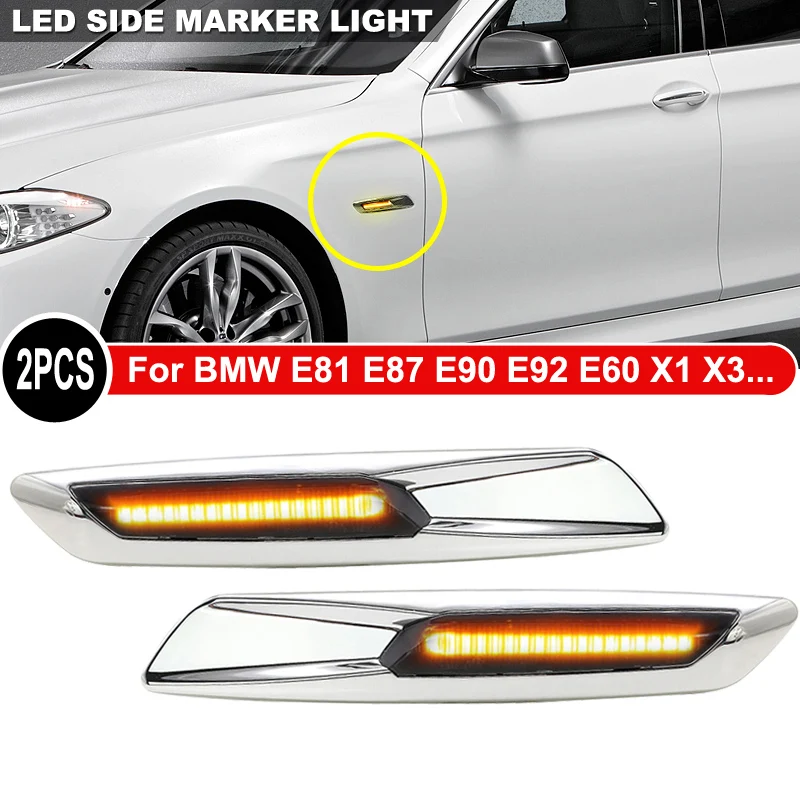 2Pcs LED Side Marker Light Indicator Lamp For BMW E81 E82 E87 E88 E90 E91 E92 E93 E60 E61 X1 E84 X3 E83 Replace OEM 63137253325