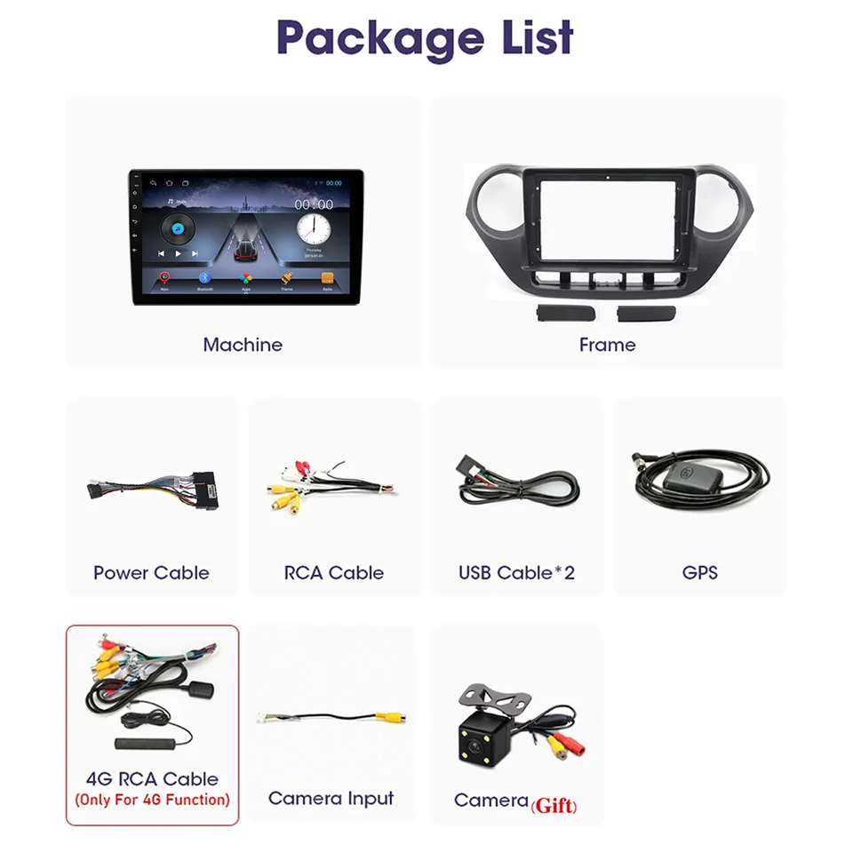8G + 128G Android 14 para Hyundai I10 2013 2014 2015 2016 GPS para coche Navi Monitor Radio Audio estéreo DVD grabadora de cinta Carplay RDS DSP