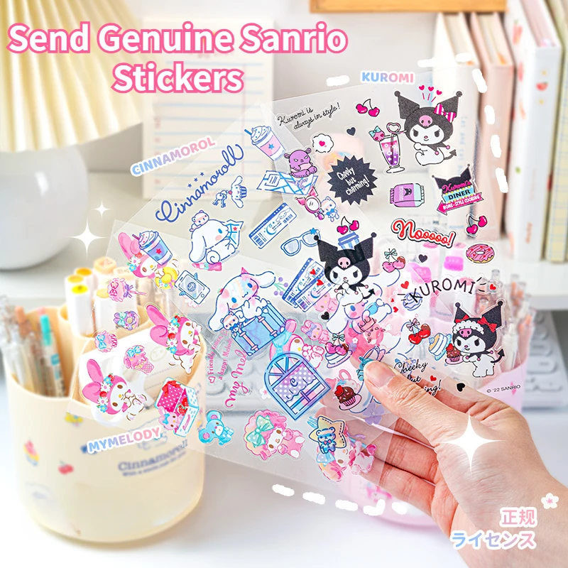 Imagem -05 - Sanrio Kuromi Desktop Pen Holder para Meninas Rotação de 360 ° Grande Capacidade Papelaria Caixa de Armazenamento Kawaii Stikers Cinnamoroll Organizador