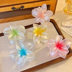 Transparent Egg Flower Hair Claws Clip Women Girls Sweet Acrylic Hairpins Summer Beach Hawaiian Headwear Hair Accessories Summer