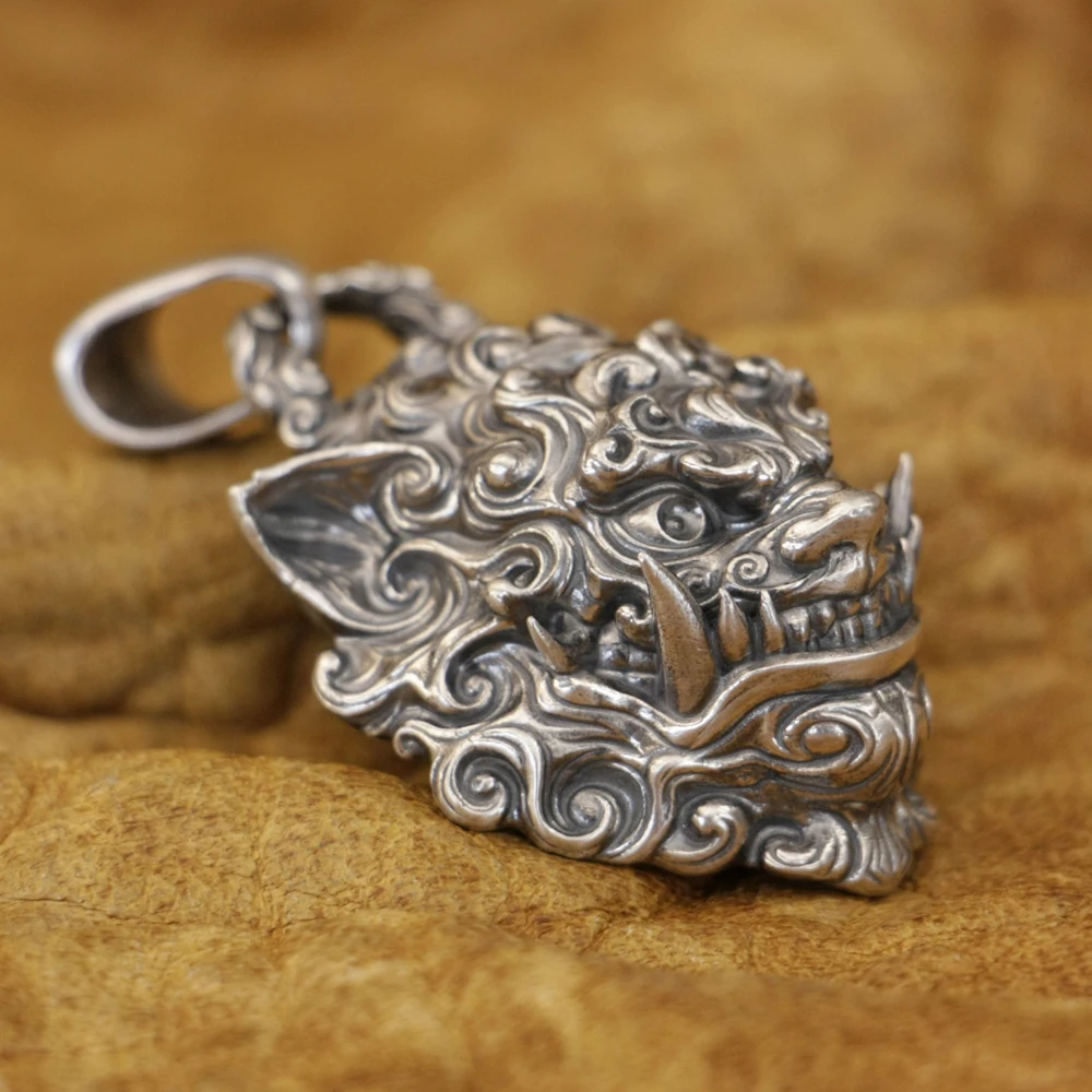 تانغ الأسد 925 الفضة الاسترليني قلادة الشرير كيلين مجوهرات TA405