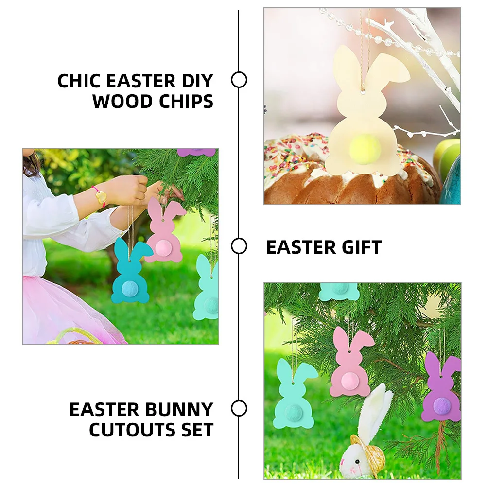 

20Pcs Easter Bunny Shaped Wooden Cutouts DIY Paintable Craft Supplies for Home and Festival Decoration Easter Wood Bunny Slices