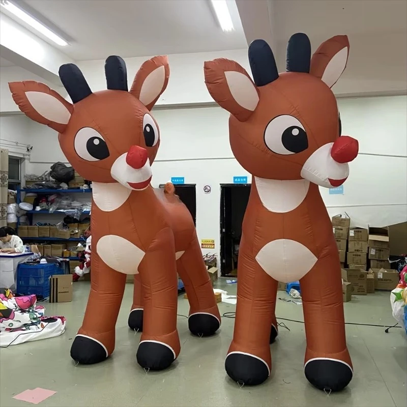 Outdoor Christmas decorations with giant inflatable Christmas deer reindeer