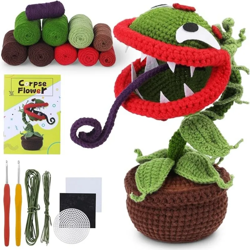 MIUSIE Creative Flower Crochet Kit con filato per maglieria a mano natale Halloween fai da te artigianato pacchetto di materiale all\'uncinetto con