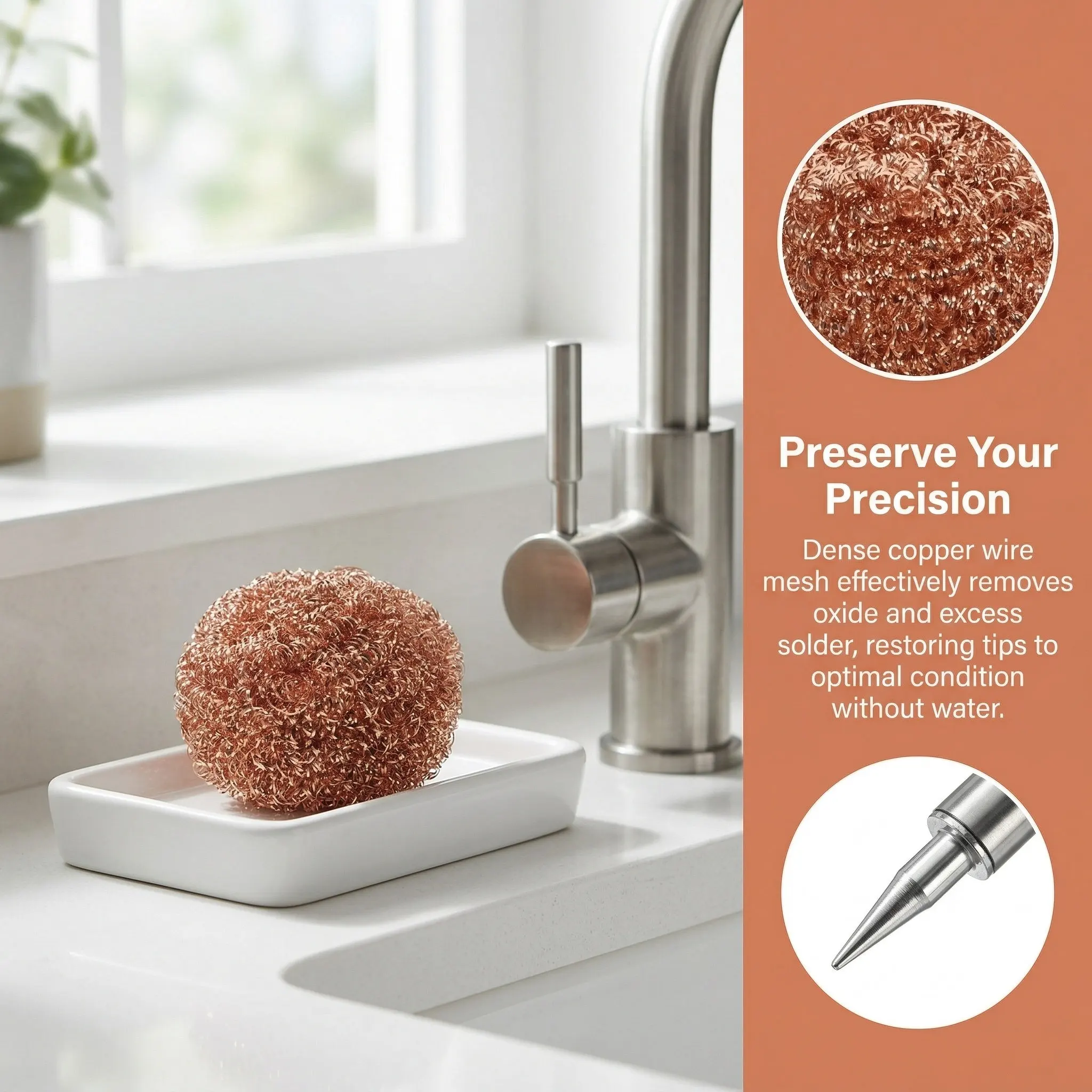 Soldering Iron Tip Cleaner 6 Piece Copper Wire Cleaning Balls Soft Elastic Scrubber for Soldering Station