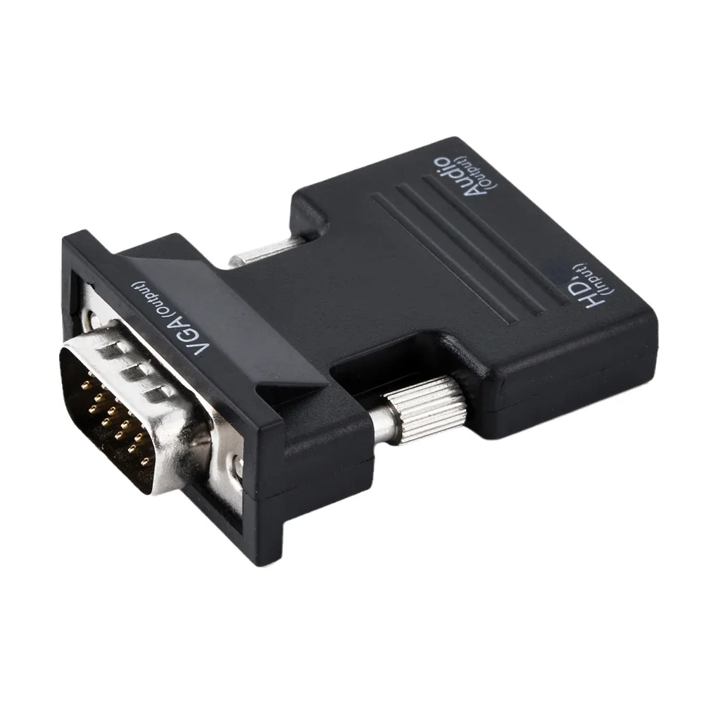 Adaptador hdmi para vga, conversor completo de 1080p com cabo de áudio para pc, notebook, hdtv, tv box, projetor, exibição do computador