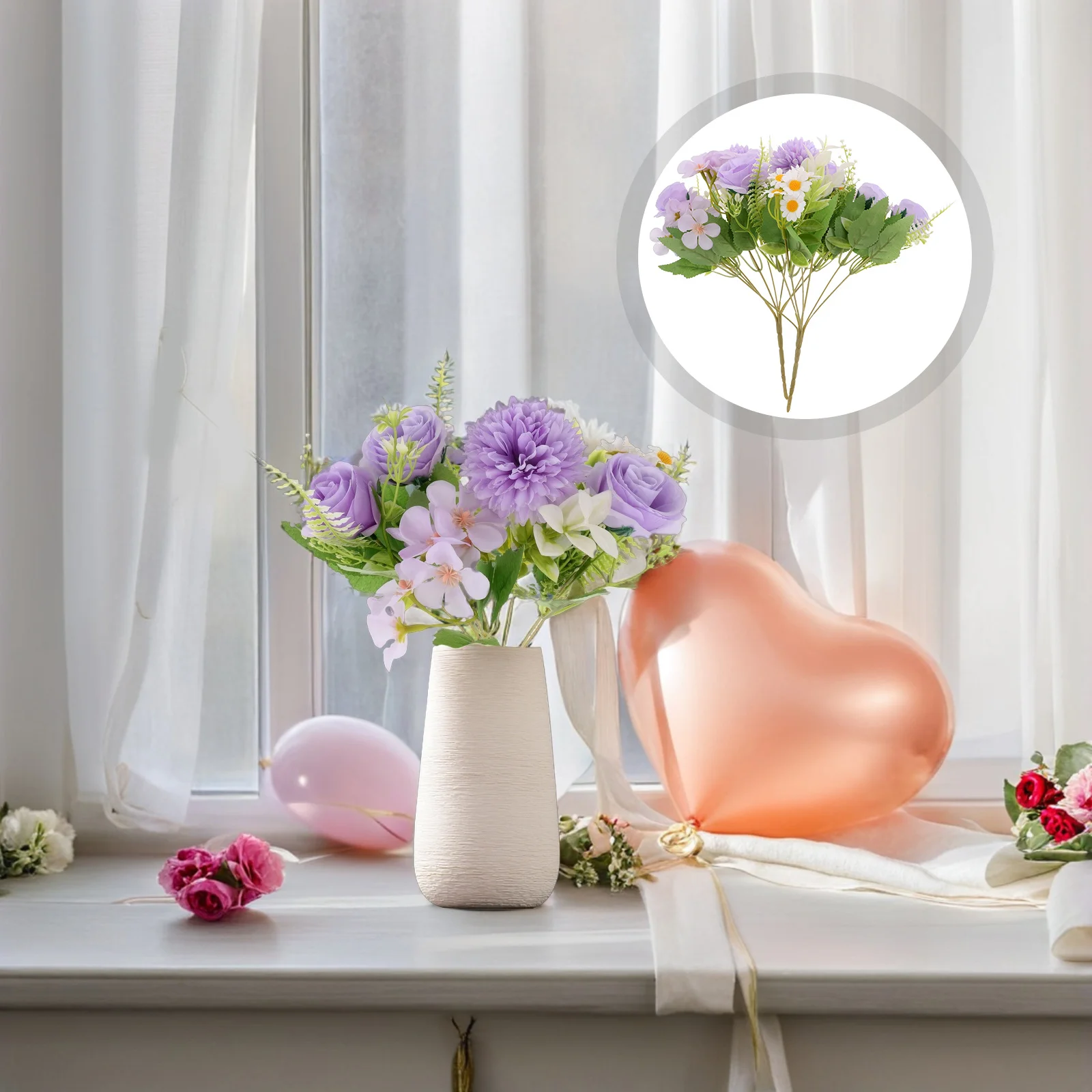 

2Pcs Artificial Rose Bouquet Realistic Purple Roses Elegant Floral Arrangement Wedding Home Party Decor Artificial Rose Bouquet