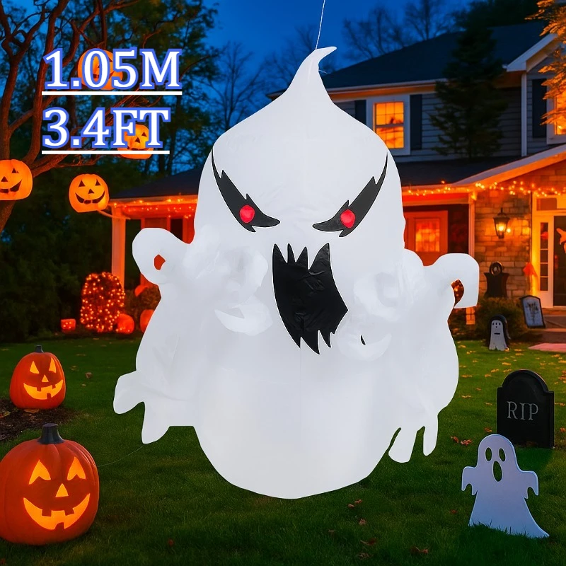 3.4FT インフレータブルおもちゃゴースト装飾ハロウィンモデル爆破ホラーパーティー装飾屋内中庭庭庭芝生ホール装飾