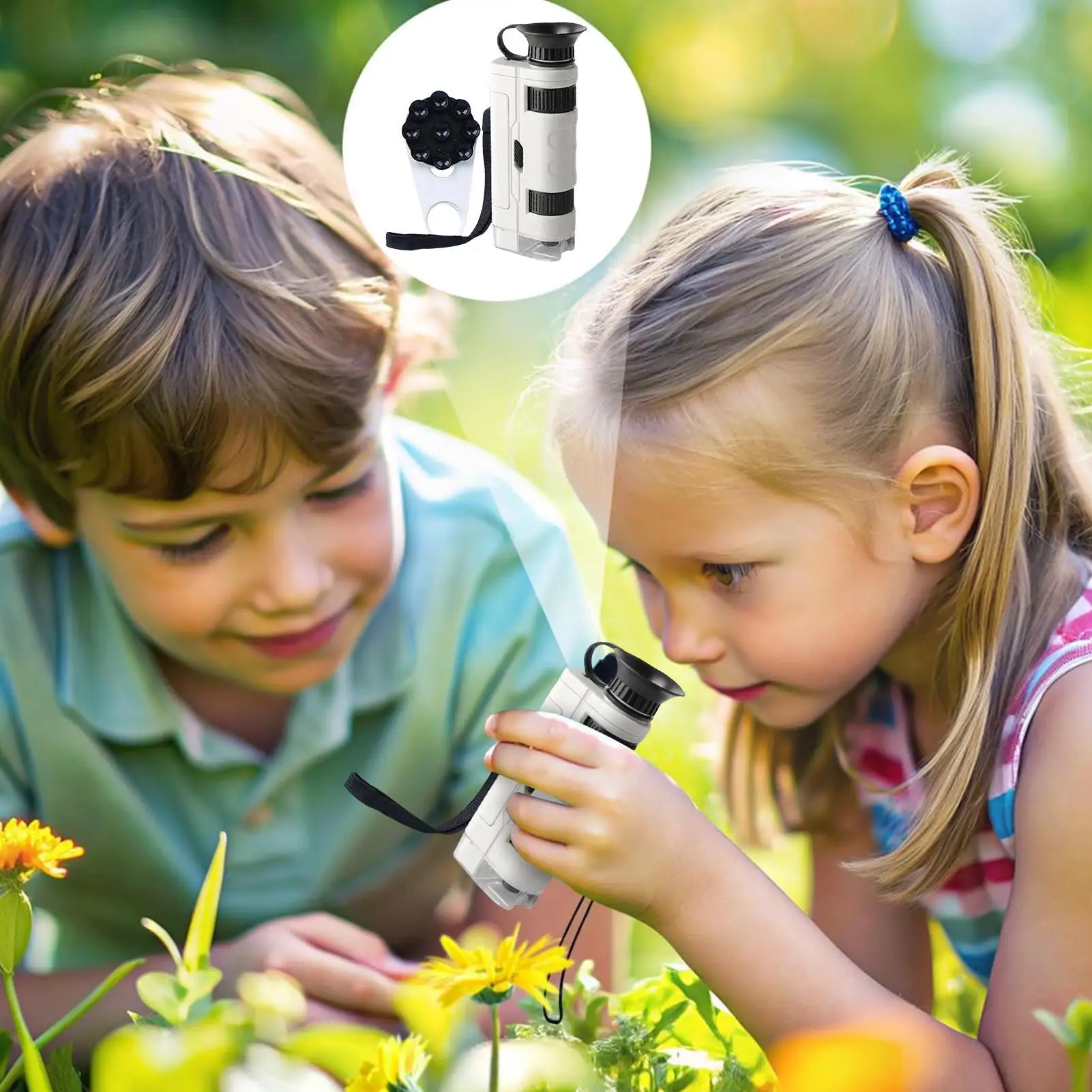 Handmikroskop für Kinder, 100-fache Vergrößerung, Taschenmikroskop, pädagogisches Wissenschaftsspielzeug, wissenschaftliches Lernen, Outdoor-Erkundung