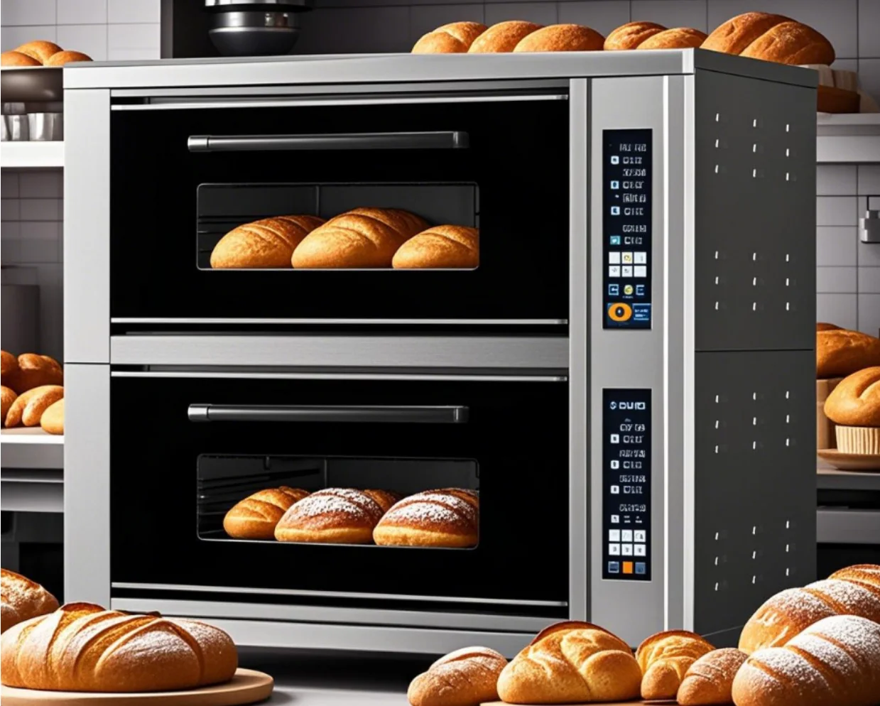 Comercial 350 ℃   Horno para pizza Nuevo horno para pizza de piedra de losa de doble capa horno multifunción para pizza Croissants