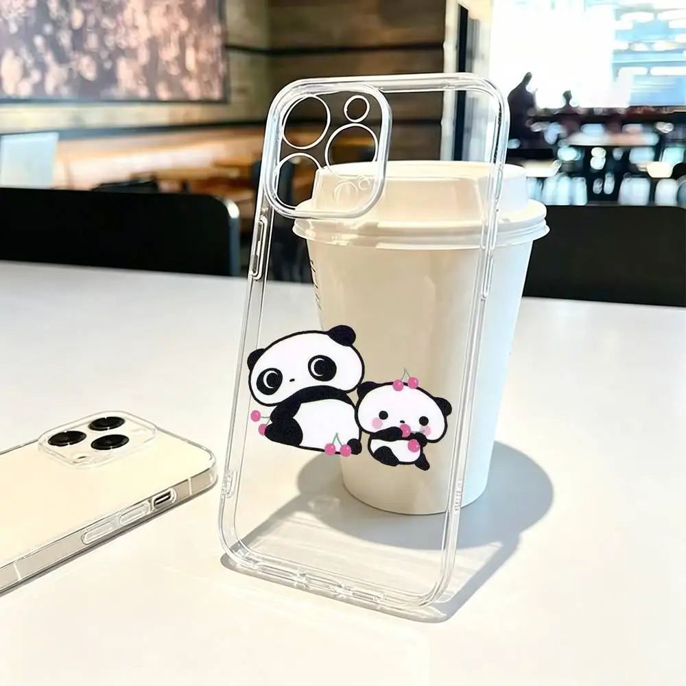 Cartoon Tarepanda Panda  Phone Case Transparent Silicone Soft For iPhone18 17 16 15 14 13 12 11 Mini Pro Max Plus Gift