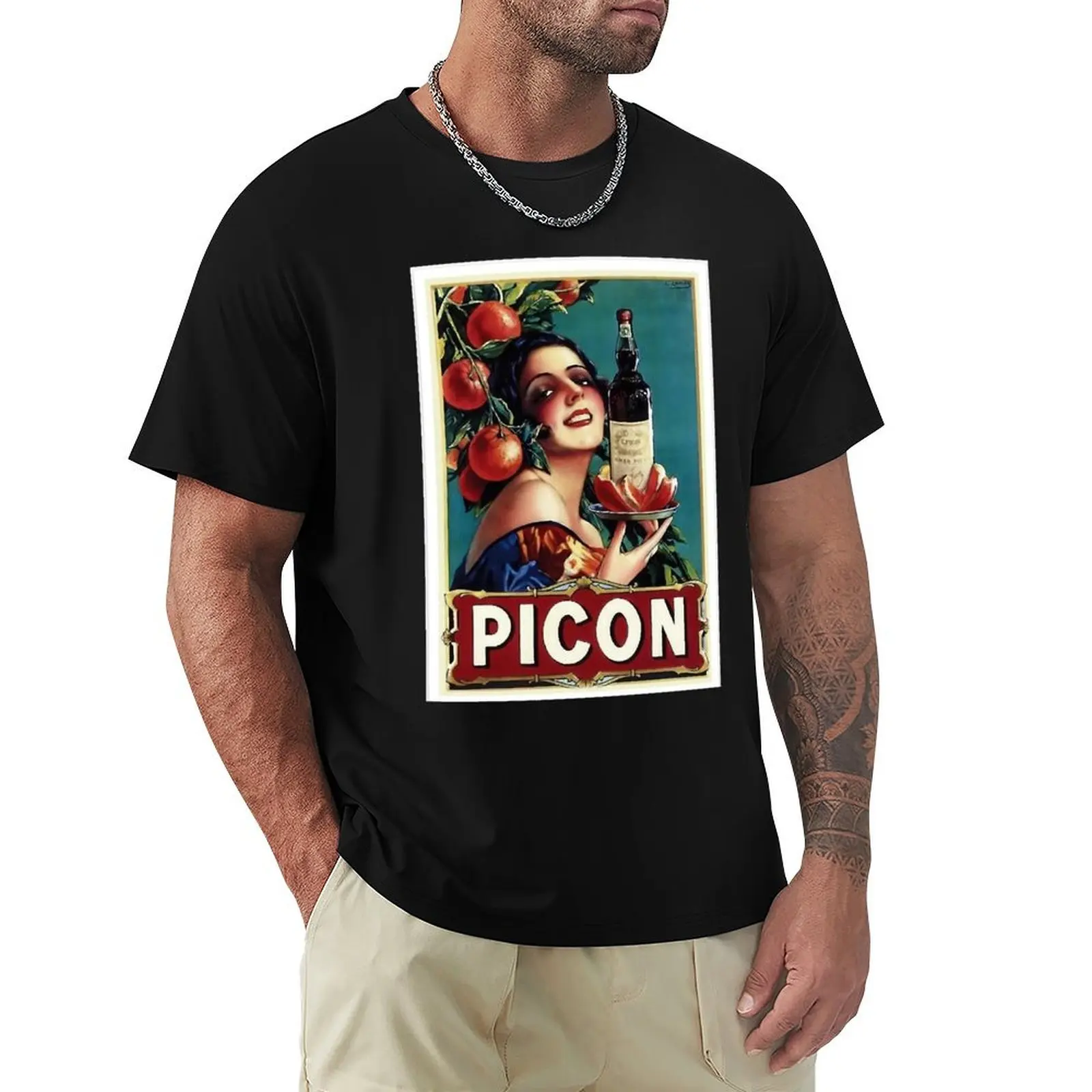 

Vintage Pub - Picon, alcoholic drink T-Shirt Basic Casual Wear Short Sleeve Top