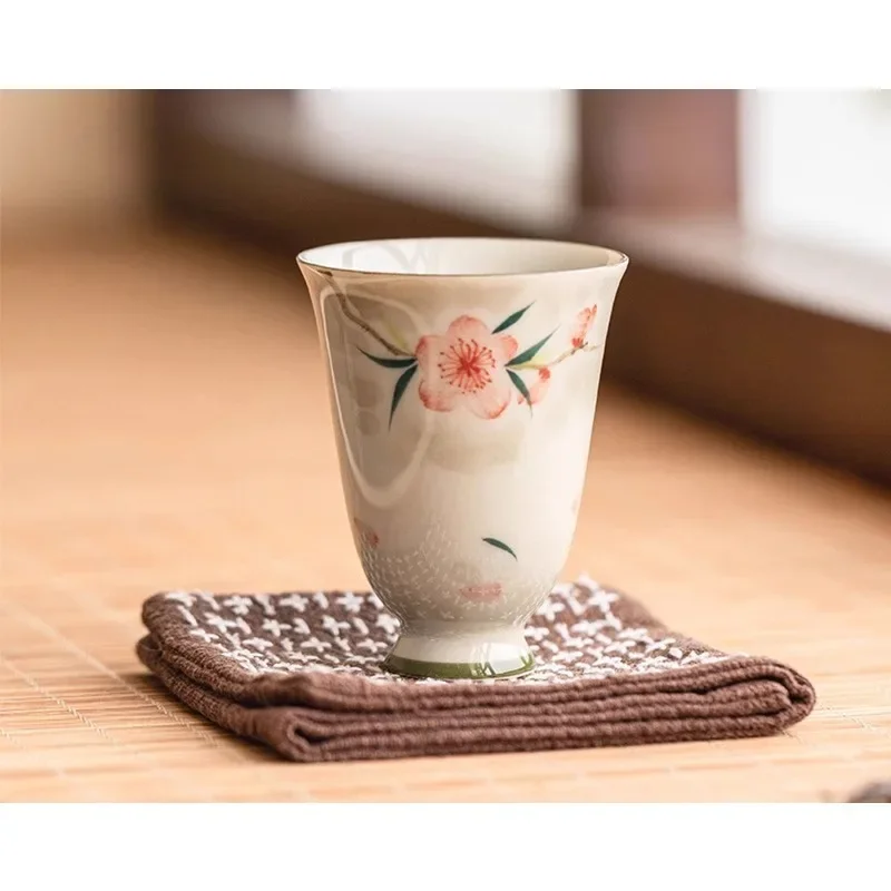 Hand-painted peach blossom master cup tea cup ceramic single fragrant cup