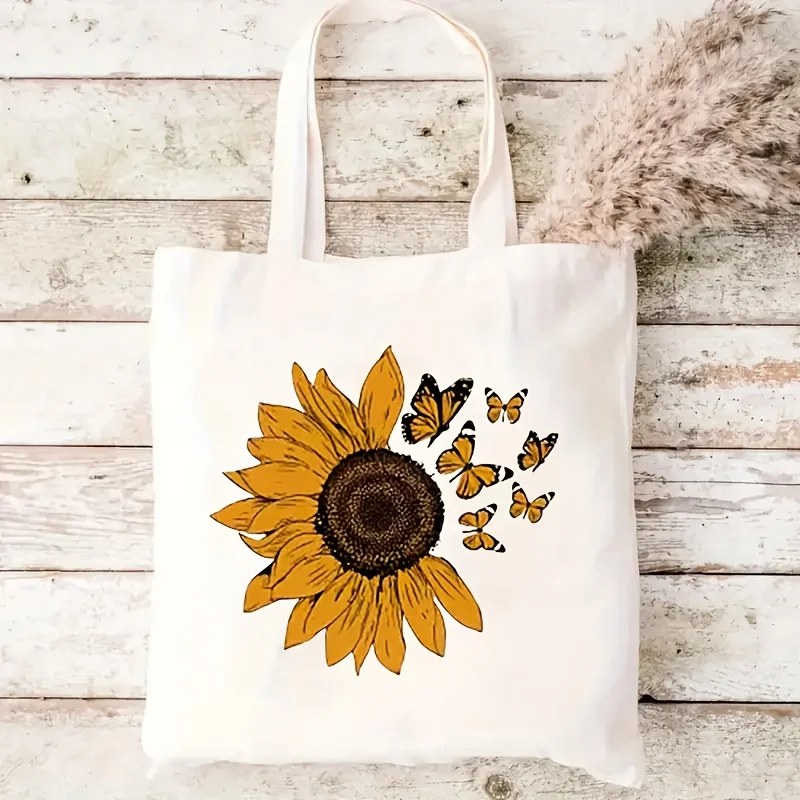

Sunflowers Pringting Canvas Tote Bag Cartoon Shoulder Bag for Women & Men Large Capacity Harajuku Shopping Handbag Perfect Lift