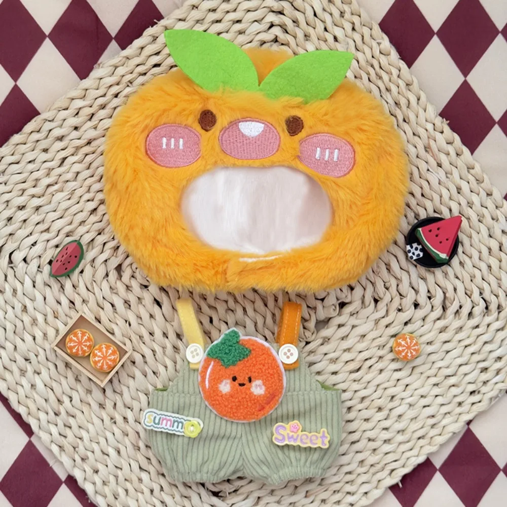 Chapéu de frutas 20cm algodão boneca roupas cinta calças laranja boneca roupas roupa pêssego terno boneca vestir-se conjunto presente das crianças