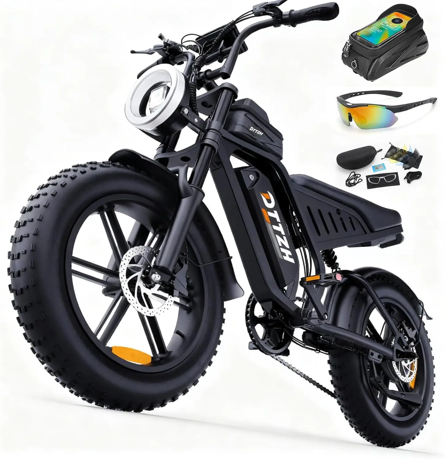 DTTZH F6S Electric Bike for Adults, 2000W Peak 40MPH 48V 25Ah Removable Battery, 20