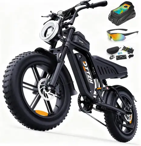 DTTZH F6S Electric Bike for Adults, 2000W Peak 40MPH 48V 25Ah Removable Battery, 20"x4.0" Fat Tire Full Suspension 7-Speed E-Bike, NFC Unlock, UL 2849 Certified, 1 Year Warranty
