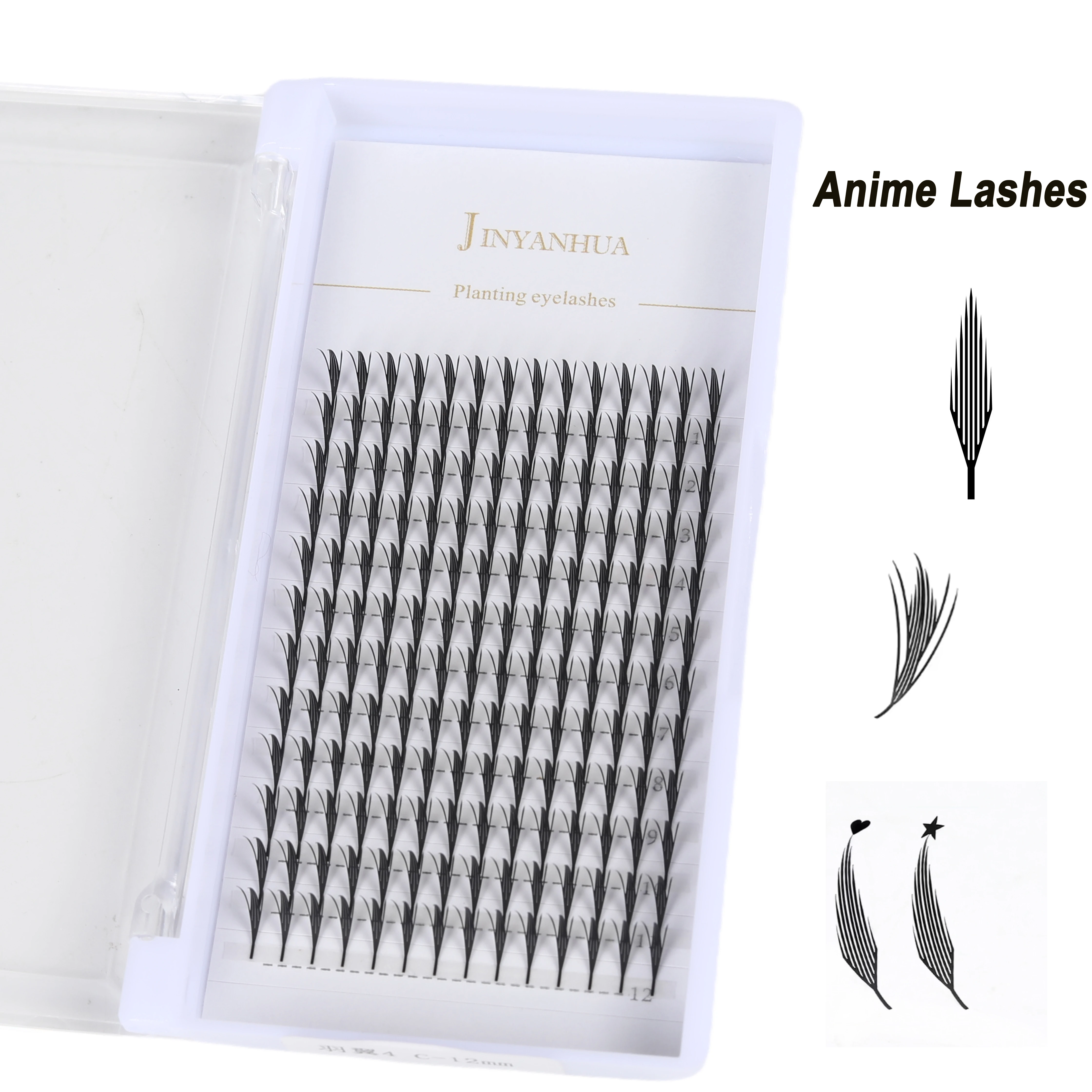 

Manga Spire Eyelash Extension Feather Shape Comic Spire Individual Lashes Volume C/D Curl Premade Fan Lashes 9-15mm Makeup Tool