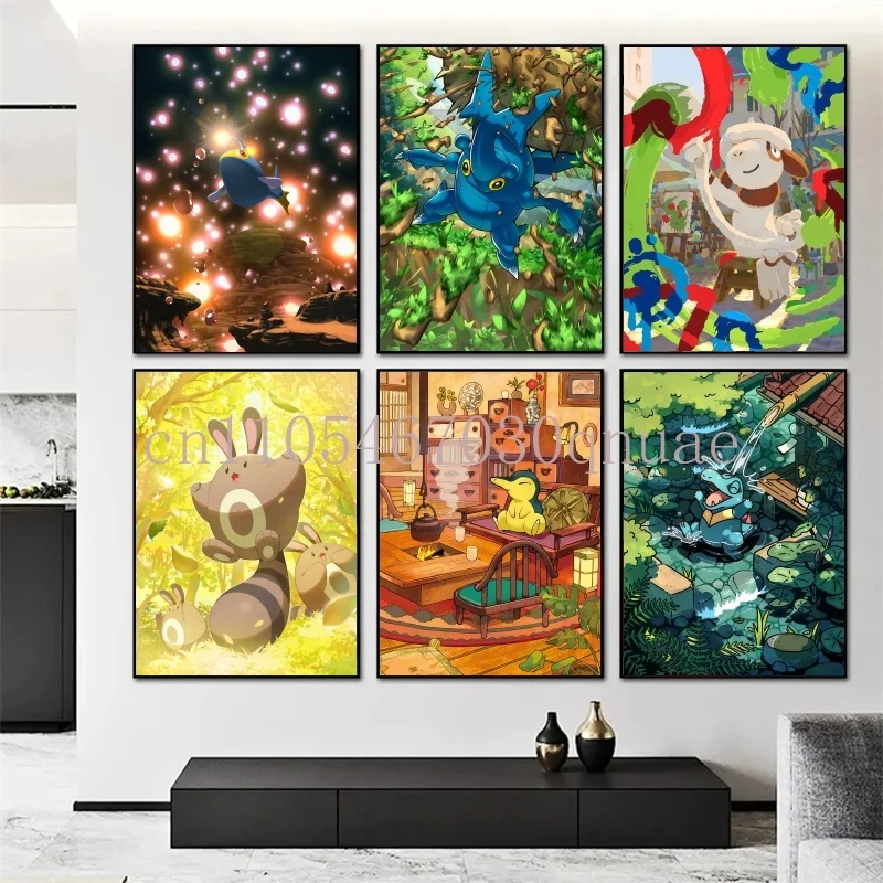 

Japanese Pokemon Vaporeon Squirtle Watercolor Wall Art Canvas Posters Print Painting Gift Children Room Home Decor Mural Cuadros