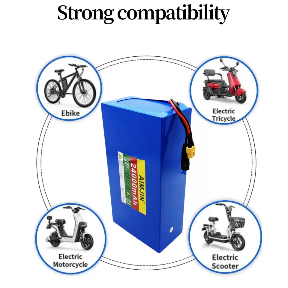 13S6P 24000mAh 48V 18650 Li-ion Battery Pack 2000W Citycoco Motorized Scooter Battery Built In 50A BMS+54.6V 2A Charger