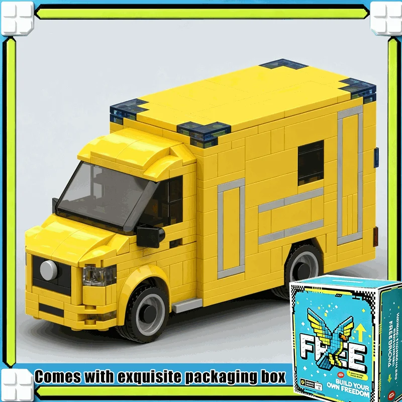 436PCS City Rescue Ambulance Box Van MOC Model Custom Building Blocks Bricks DIY Assembly Toy Educational Child Gift