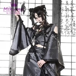 Gothic Shirts Kimonos Woman Japanese Kimono Ninja Women Cosplay Shirt Detachable Long Sleeves Blouse Female Tops Partywear