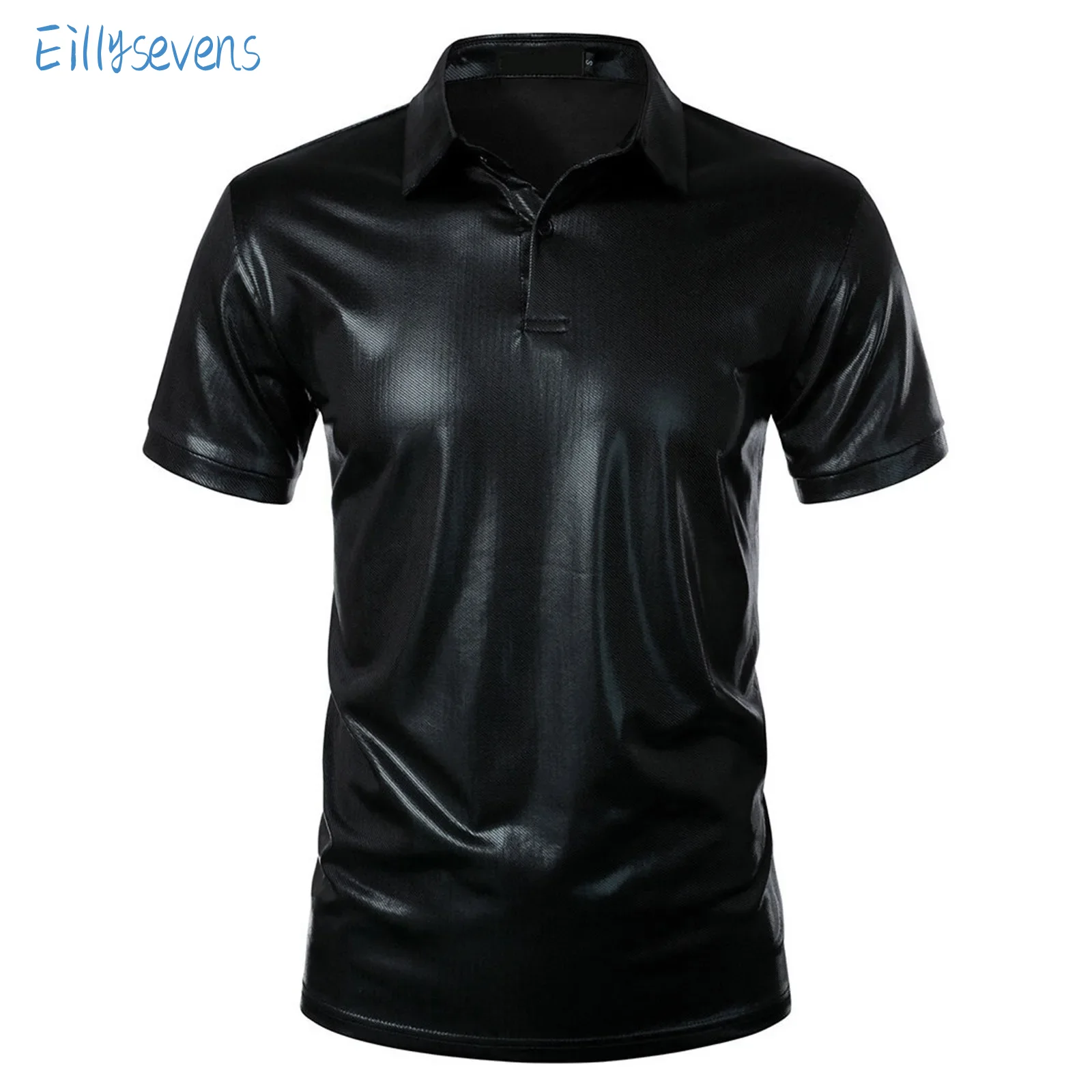 Men'S Hot Stamping Polo Shirts Summer New Casual Fashion Lapel Short Sleeves Shirts Trend Party Solid Retro Fitting Shirts