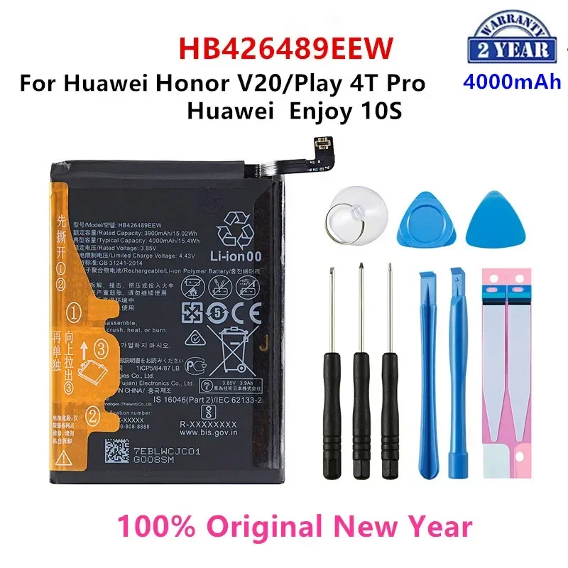 

Orginal HB426489EEW 4000mAh Battery For Huawei Honor V20/Honor Play 4T Pro/Enjoy 10S Replacement Batteries+Tools