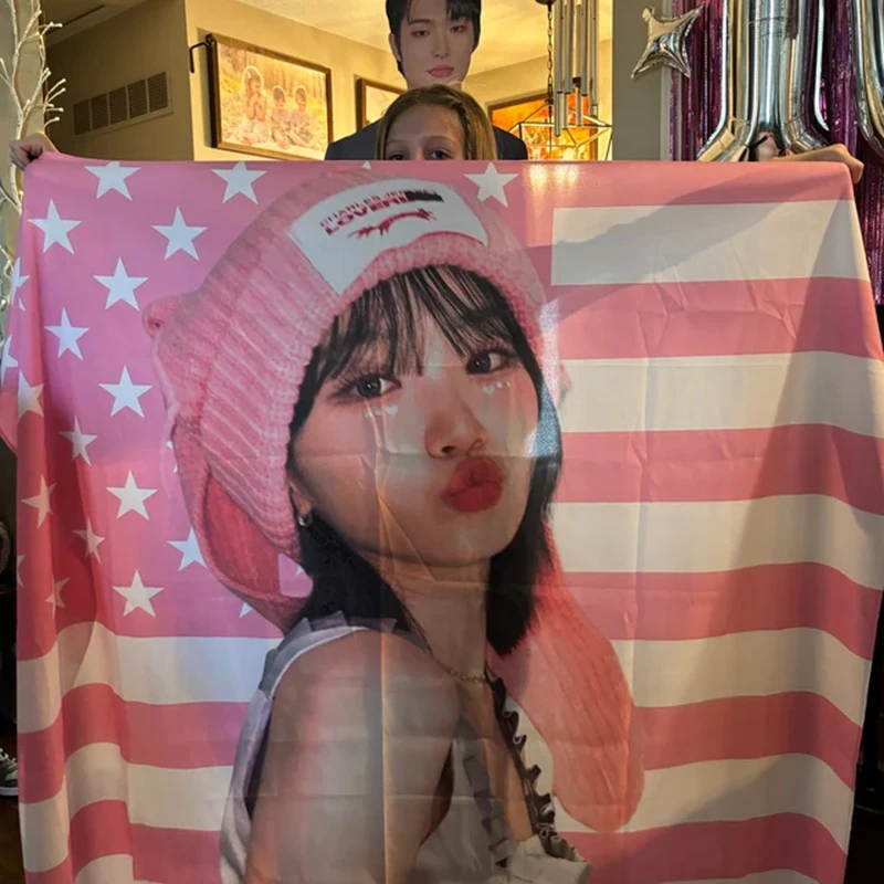 Chaewon Pink America Funny Flag for Room 3x5 Ft Banner Party Supplies Home Decor Hanging Poster for College Room Girls Man Cave