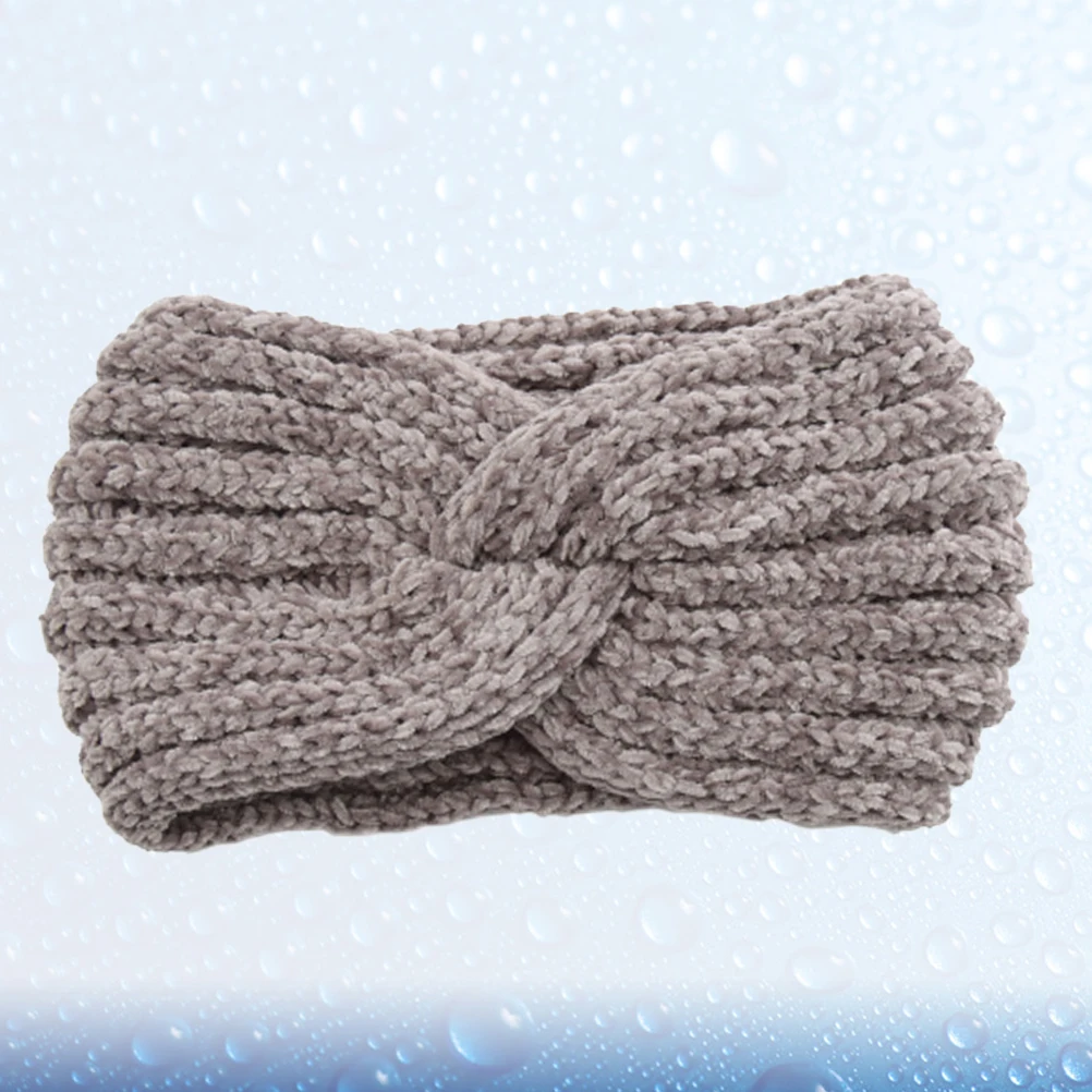 

Knitted Sports Headband Cross Style Winter Warm Headwrap Ear Protection for Women Exercise Hair Band Coffee