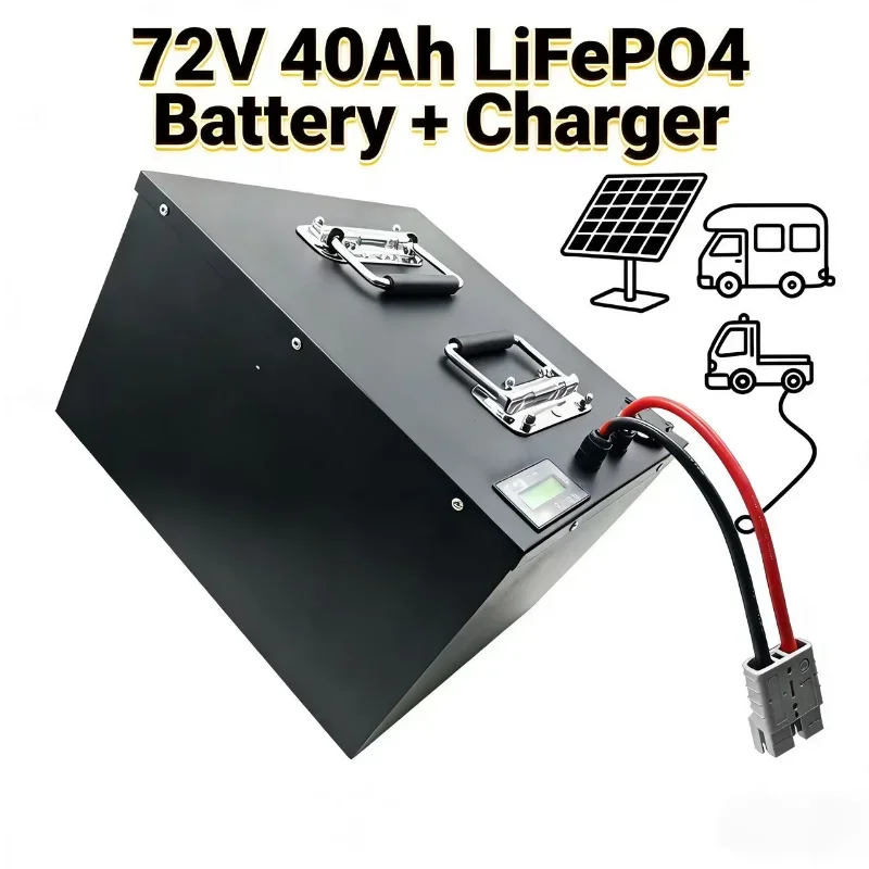 24S 72V 40Ah LiFePO4 Battery Pack w/BMS + Charger – 5000W/3500W High-Power Core for Forklifts, RVs, Marine Boats, Golf Carts &