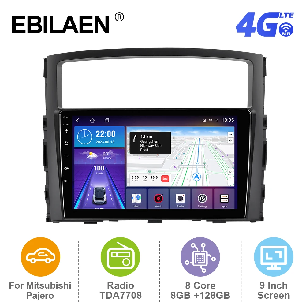 

EBILAEN Android 12 Car Radio For Mitsubishi Pajero 4 V80 V90 2006-2014 Multimedia Player GPS RDS Navigation Carplay Autoradio 4G