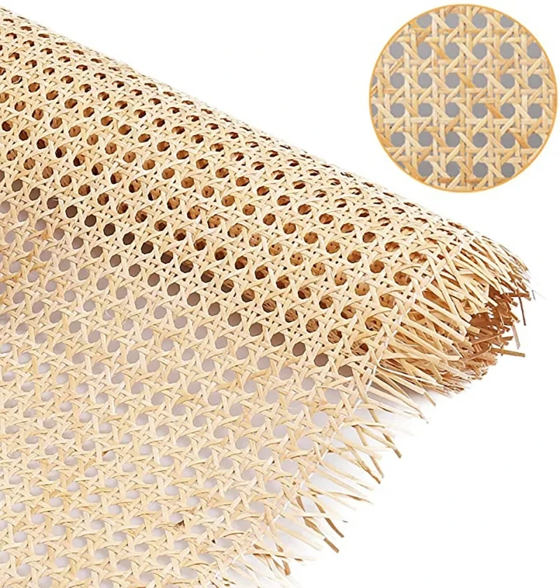 40-50cm Width Natural Cane Webbing Wicker Grid Indonesian Rattan Roll Weaving Repair Material for Chair Cabinet Furniture Decor