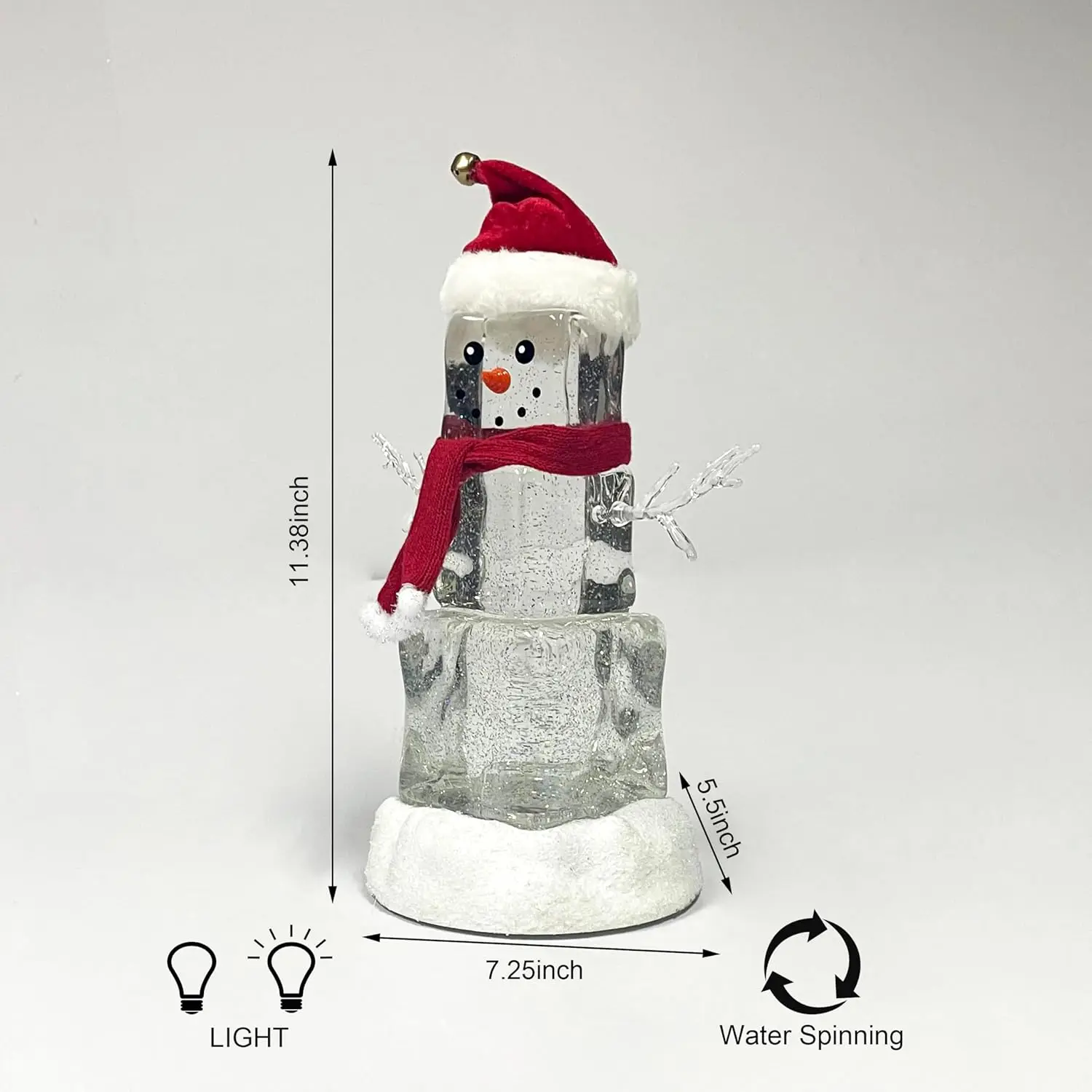 LED acrílico cubo de hielo muñeco de nieve iluminado giratorio decoración de mesa de Navidad con pilas vacaciones decoración del hogar regalo