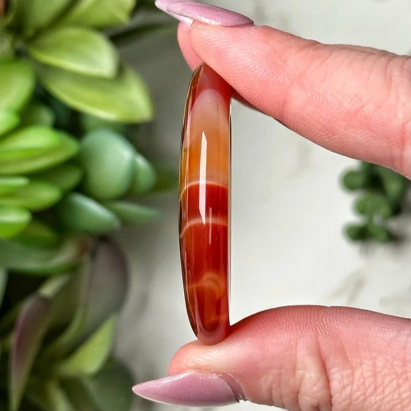 Carnelian Calming Stones | 38mm | - No. 346 (Red Orange Pocket Worry Crystal, Sacral Chakra, Creativity)