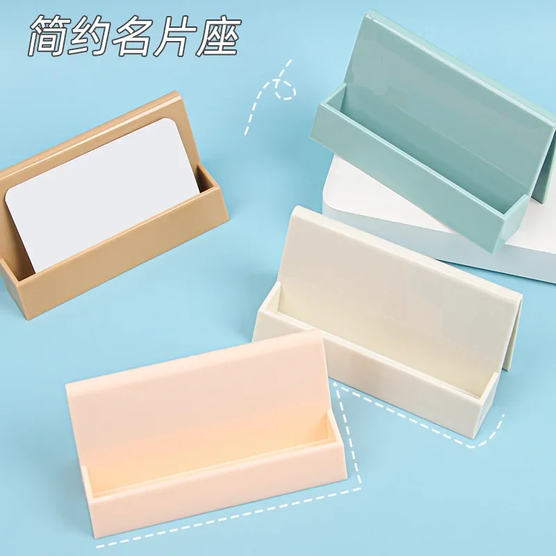 Desktop Business Card Display Stand Memo Holder Storage Box Plastic Card Organizer for Office Cute Desk Accessories