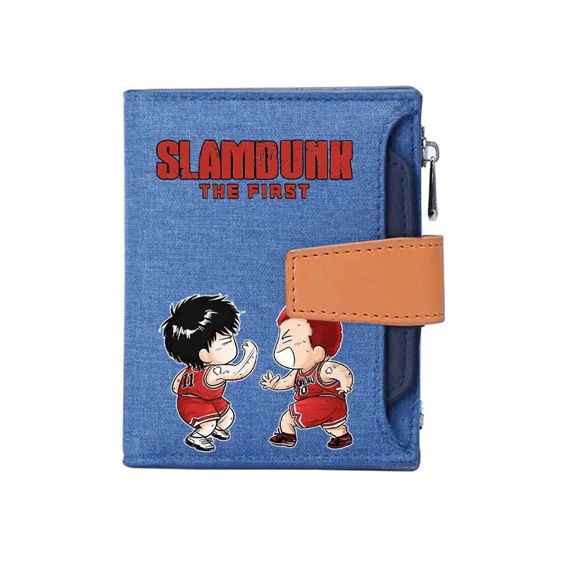 Or-cartera de béisbol dos en uno, monedero de madera con flor de cerezo que fluye, tarjetero de poliéster con dibujos animados