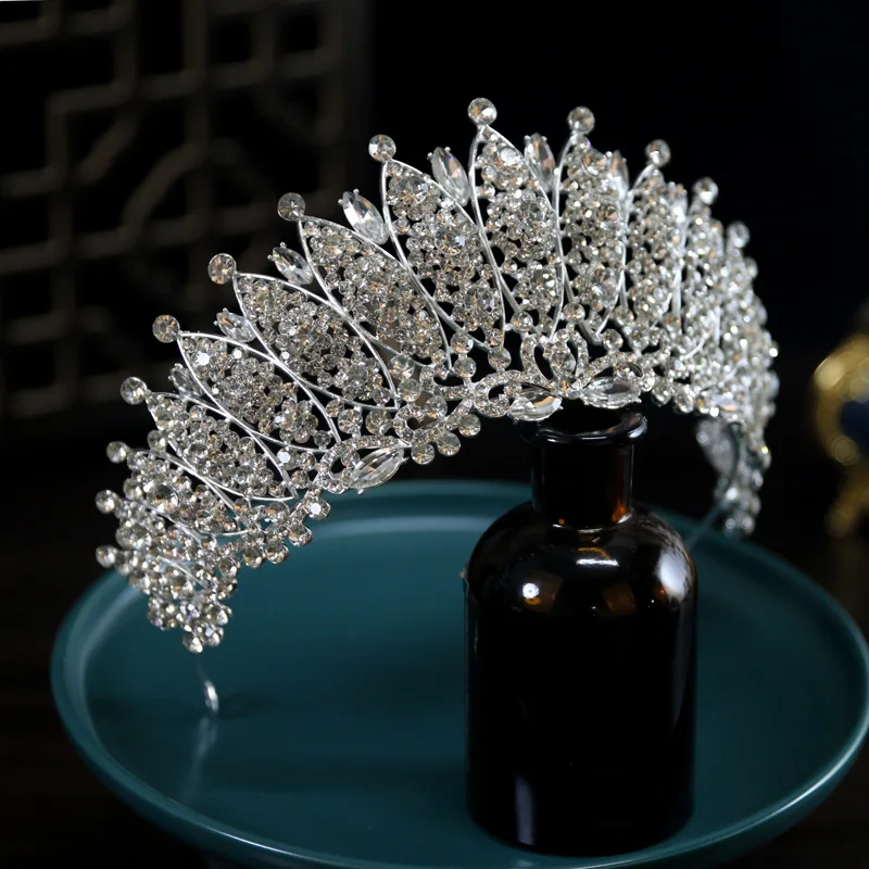 Baroque Luxury Handmade Crystal Bridal Tiaras Cubic Zircon Crown Rhinestone Pageant Diadem Headpieces Wedding Hair Accessories