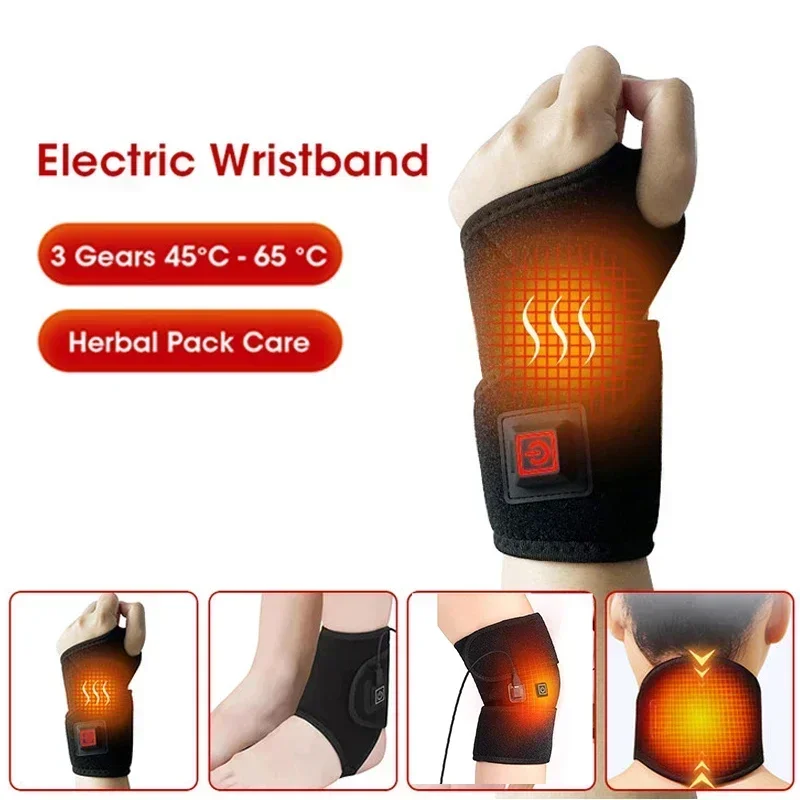 

Electric Wrist Heated Brace Wrist Band Knee Ankle Neck Warmer Wrap Herb Heated Hand Warmer Compression Pain Relief Wristband