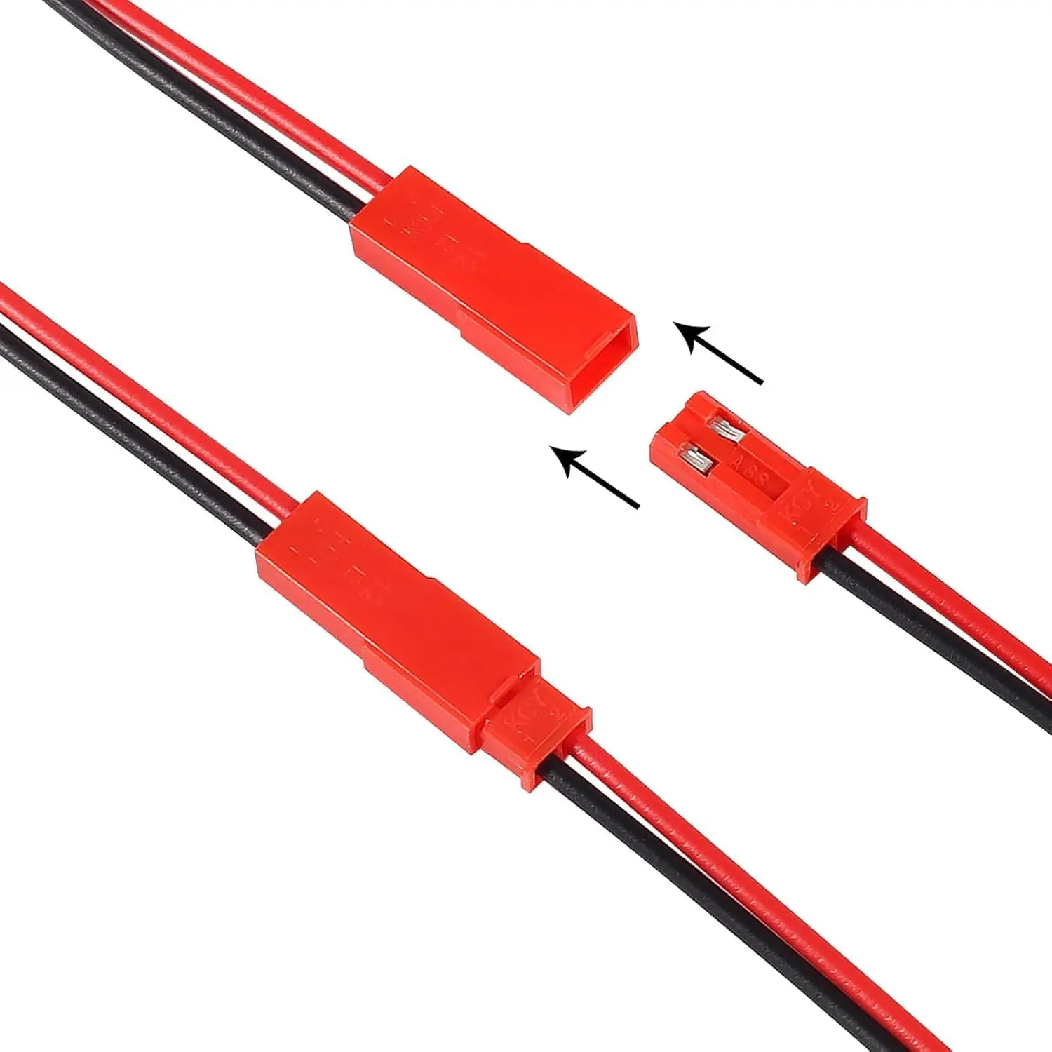 60Pairs ل JST موصل قابس 2 دبوس ذكر أنثى موصلات قابس سلك كابل 200 مللي متر 22AWG الأحمر والأسود ل LED مصباح RC اللعب