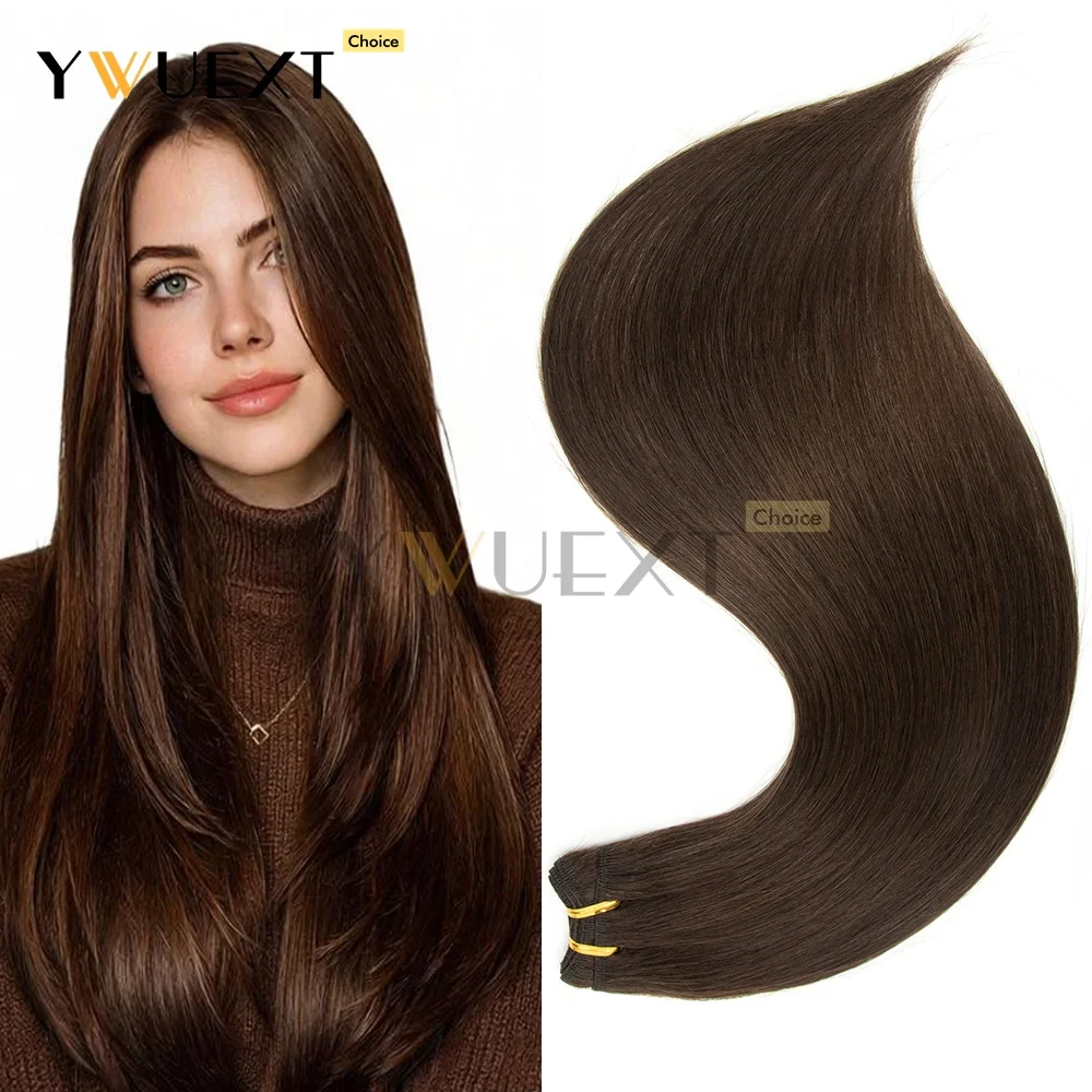 50G/Pack Real Human Hair Weft Bundles Double Sew In Weft Extensions Black Brown Blonde Hair For Women Natural Straight Weft Hair