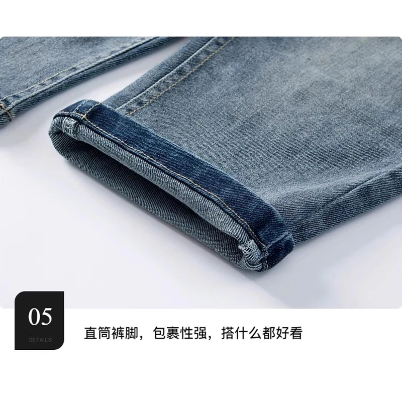 5-14Y Boys Jeans Pants Spring Kids Wide Leg Straight Trousers Autumn Loose-Fit Casual Trousers Children's Trendy Sweatpants image 6