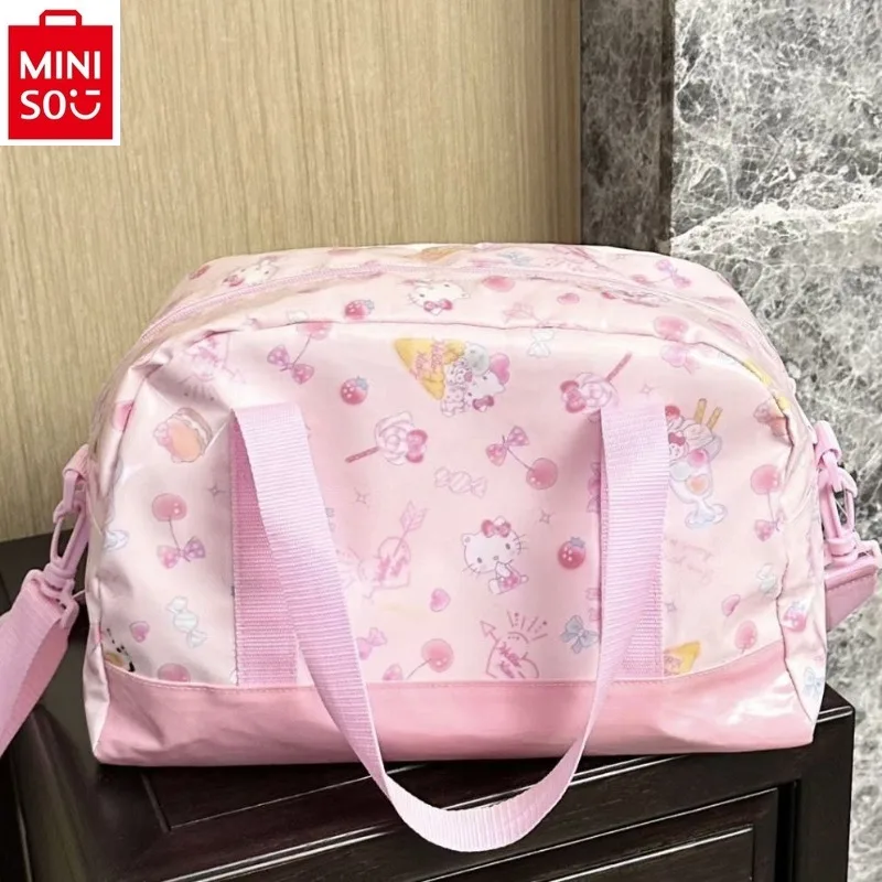 MINISO-bolsa de viaje de gran capacidad para mujer, bolso de béisbol de Hello Kitty de alta calidad, impermeable y resistente al desgaste, novedad de 2024