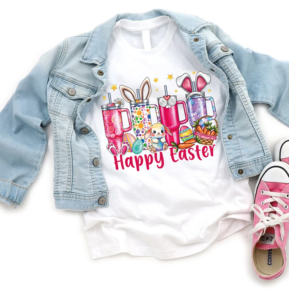 イースターをテーマにした洗えるステッカー,衣類,日曜大工,アイスクリーム,かわいいウサギのパッチ,アイロン,6個に適しています