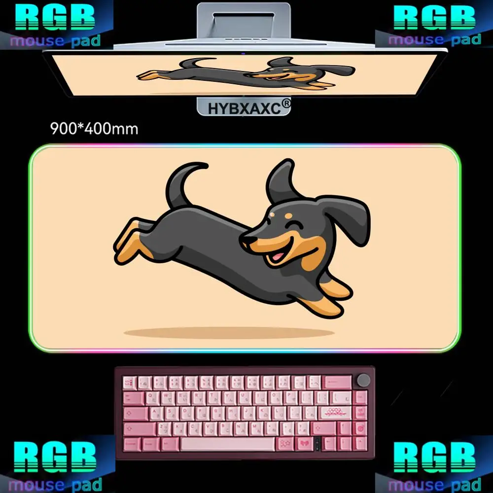 

HYBXAXC Mouse Pad RGB Gaming Mouse Pad Mat HD Gamer Large LED Light XXL Pablo Picasso Wild Wiener Dog Dachshund RGB Mouse Pad