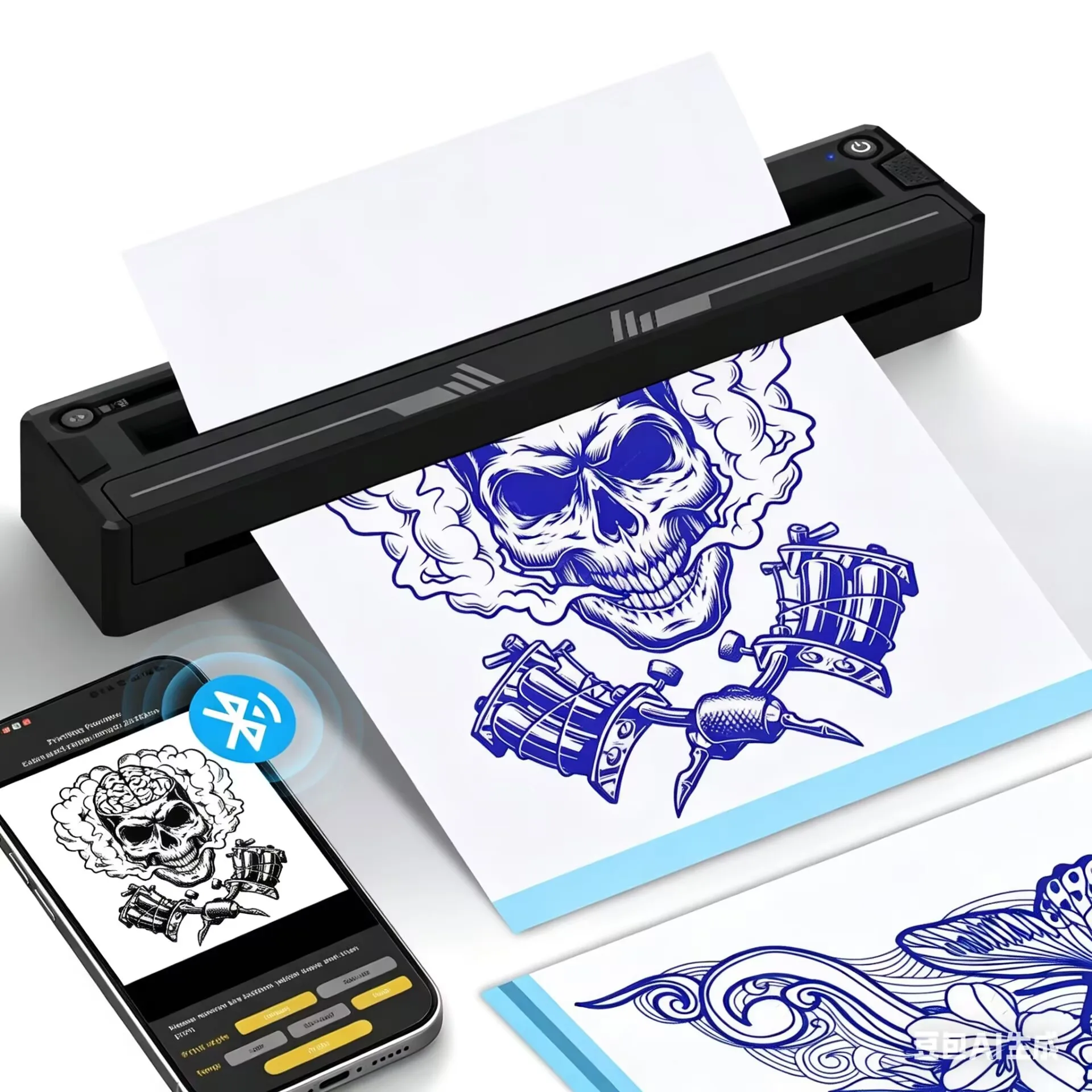 

Portable Tattoo Printer Tattooist Mini Tattoo Machine Tattoo Stencil Printer A4 Thermal Printer Compatible with Phone Tablet PC