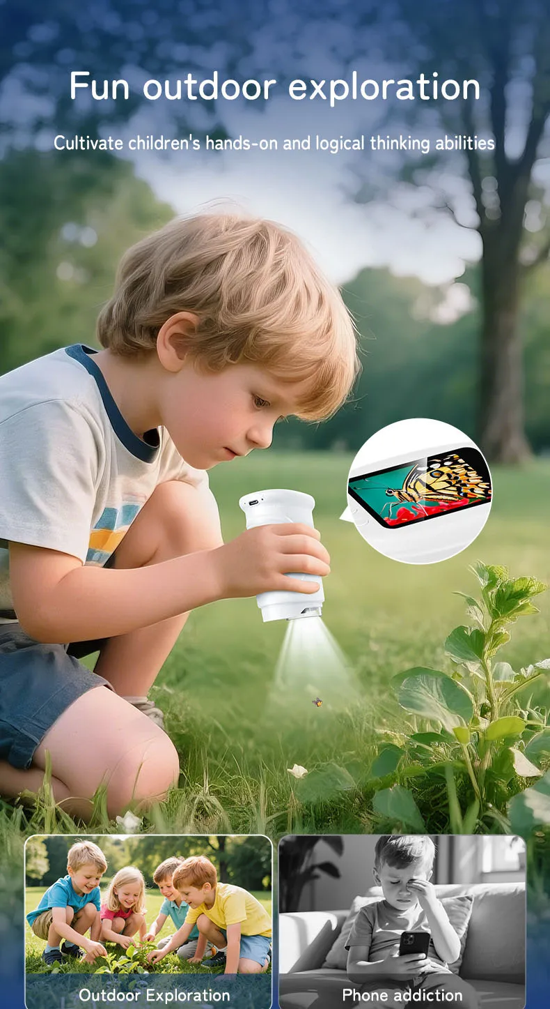 1000X Handmikroskop für Kinder, 2,0-Zoll-Bildschirm, wiederaufladbar, Mini-Taschen-Digitalmikroskope, tragbar, Edu-Geschenk, Kinder, Studenten – Detail 2