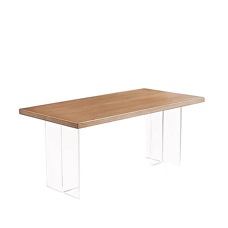 طاولة طعام من الخشب الصلب المعلقة المقاومة للماء من الأكريليك، طاولة أنيقة متينة من الرماد الياباني، أثاث غرفة الطعام المتين