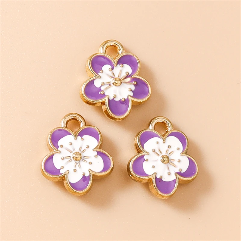 20 Stück 10x12mm Niedliche Bunte Mini-Emaille-Blumen-Anhänger für Schmuckherstellung Ohrringe Halsketten Armbänder DIY Bastelbedarf – Detail 6