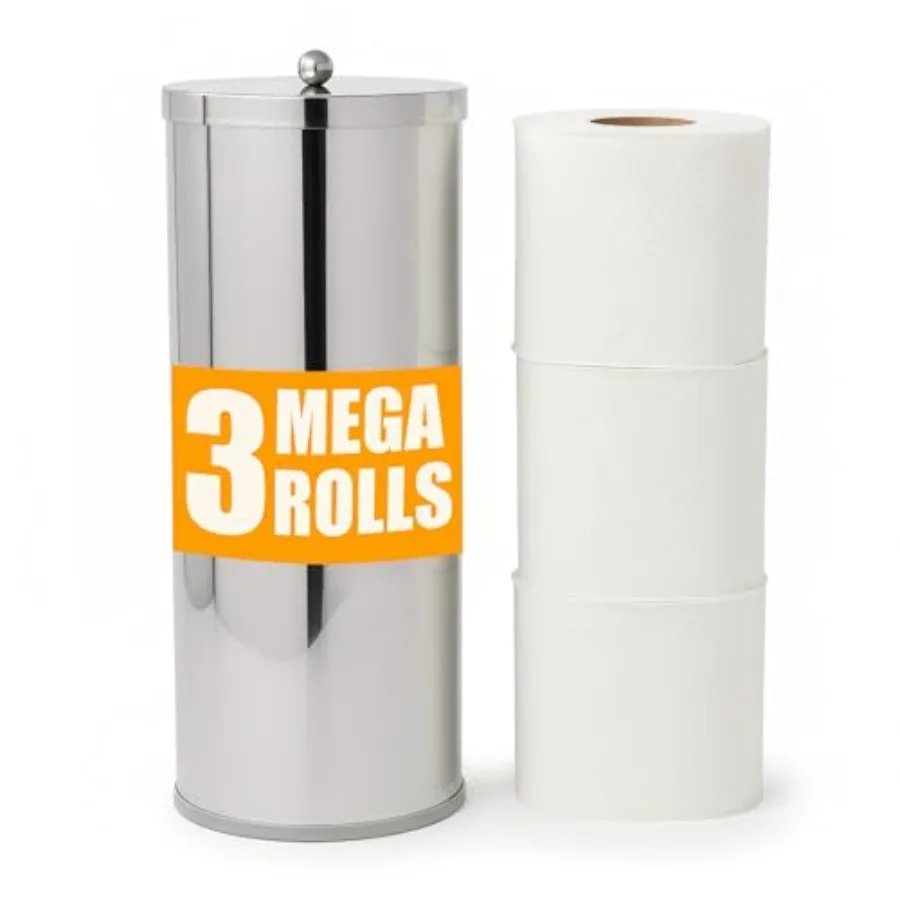 

[2023 Upgraded Version] Rust Resistant Stainless Steel Toilet Paper Roll Canister Holder w/Removable Base for Bathroom Storage